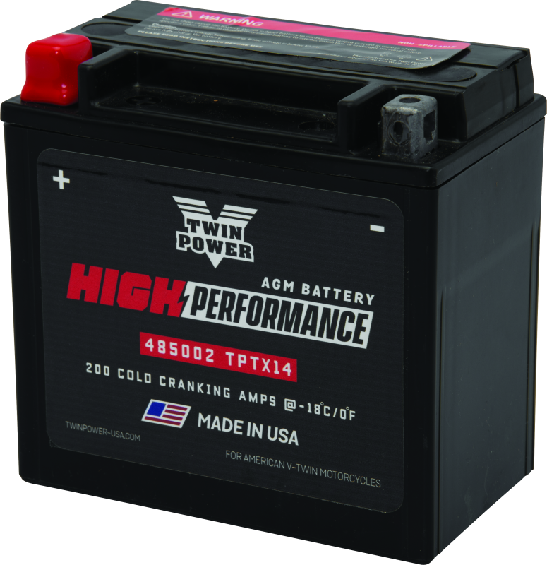 Twin Power YTX14 High Performance Battery Replaces H-D 65948-00 Made in USA 200 CCA TwinPower Batteries AXOPROS