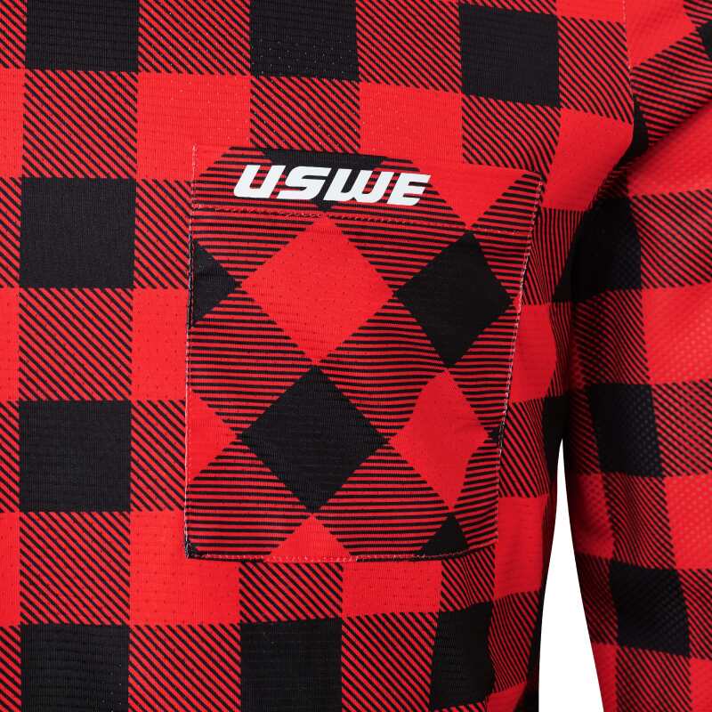USWE Flannel Long Sleeve Lightweight Off-Road Jersey Flame Red - Large USWE Shirts AXOPROS