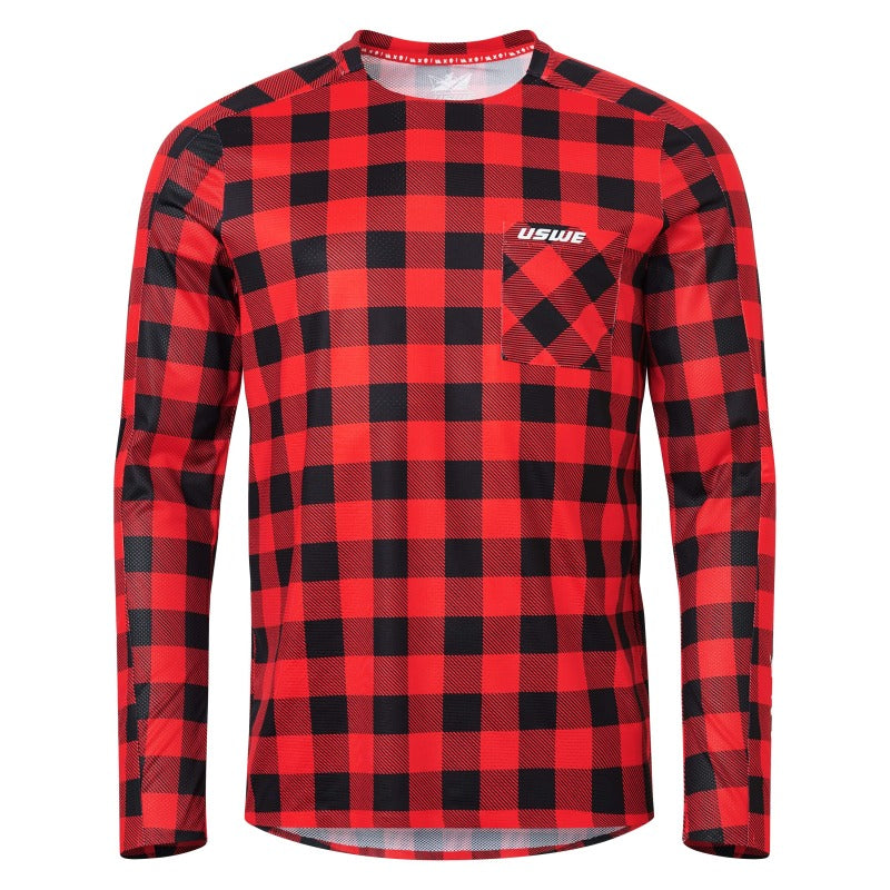 USWE Flannel Long Sleeve Lightweight Off-Road Jersey Flame Red - XL USWE Shirts AXOPROS