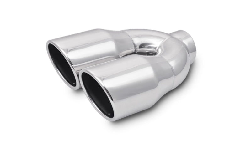 Vibrant 2.5in ID Dual 3.5in OD Round SS Exhaust Tip (Single Wall Angle Cut) Vibrant Tips AXOPROS