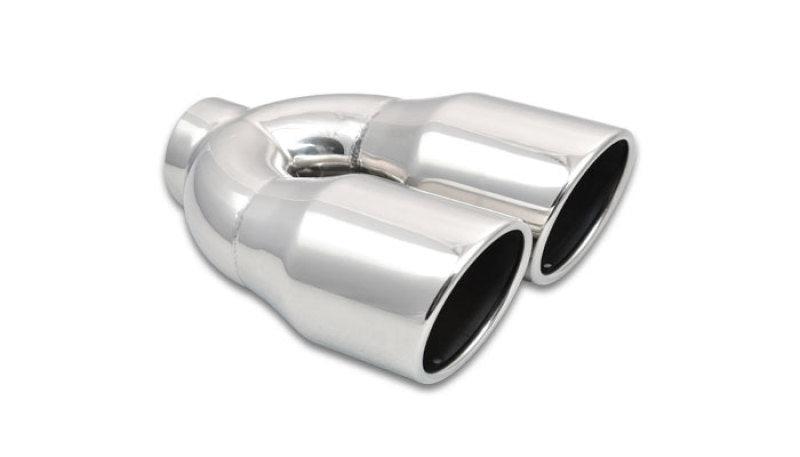 Vibrant 2.5in ID Dual 3.5in OD Round SS Exhaust Tip (Single Wall Angle Cut) Vibrant Tips AXOPROS