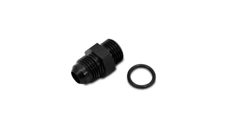 Vibrant -3AN Male Flare to -4 ORB Male Straight Adapter w/O-Ring - Anodized Black Vibrant Fittings AXOPROS