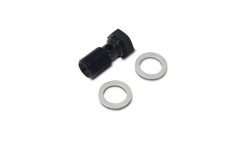 Vibrant Aluminum Banjo Bolt w/2 Washers Male 16mm x 1.5 Bolt, 24mm long bolt - Anodized Black Vibrant Fittings AXOPROS