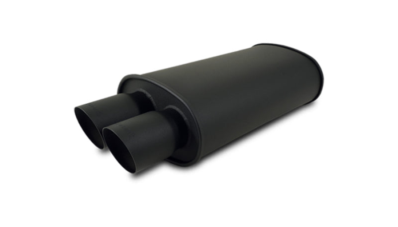 Vibrant StreetPower FLAT BLACK Oval Muffler with Dual 3in Outlet - 3in inlet I.D. Vibrant Muffler AXOPROS