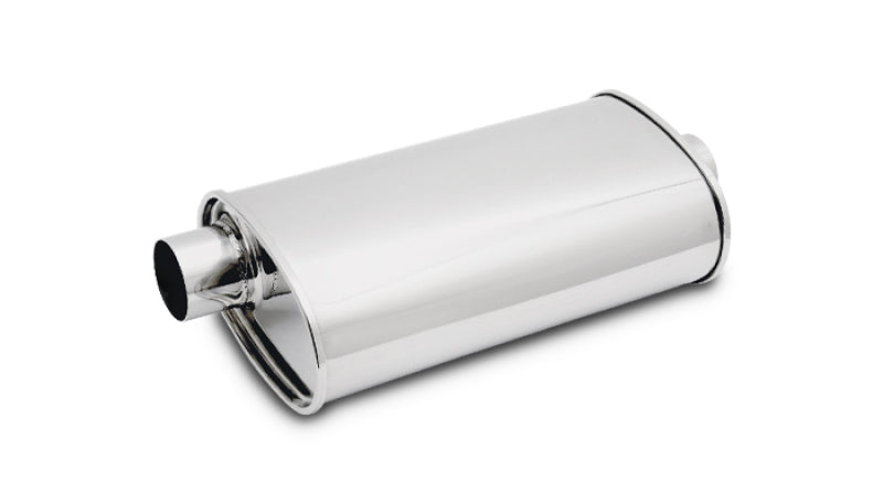 Vibrant StreetPower Oval Muff 5in x 9in x 15in long body 3in inlet I.D. x 3in outlet Offset-Center Vibrant Muffler AXOPROS