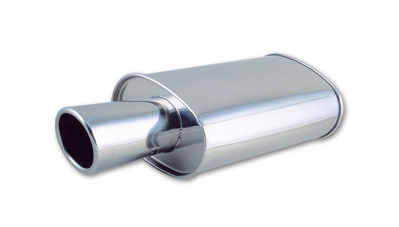 Vibrant StreetPower Oval Muffler with 4in Round Tip Angle Cut Rolled Edge - 2.5in inlet I.D. Vibrant Muffler AXOPROS
