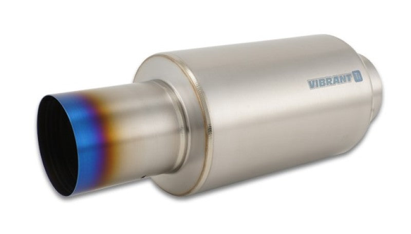 Vibrant Titanium Muffler w/Straight Cut Burnt Tip 4in Inlet / 4in Outlet Vibrant Muffler AXOPROS