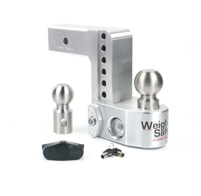 Weigh Safe 6in Drop Hitch w/Built-in Scale & 2.5in Shank (10K/18.5K GTWR) - Aluminum Weigh Safe Hitch Ball Mounts AXOPROS
