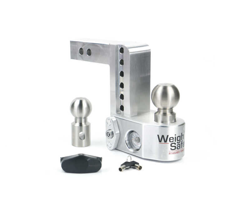 Weigh Safe 6in Drop Hitch w/Built-in Scale & 2in Shank (10K/12.5K GTWR) - Aluminum Weigh Safe Hitch Ball Mounts AXOPROS