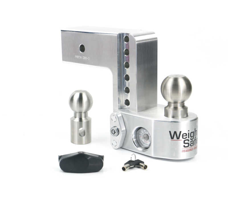 Weigh Safe 6in Drop Hitch w/Built-in Scale & 3in Shank (10K/21K GTWR) - Aluminum Weigh Safe Hitch Ball Mounts AXOPROS