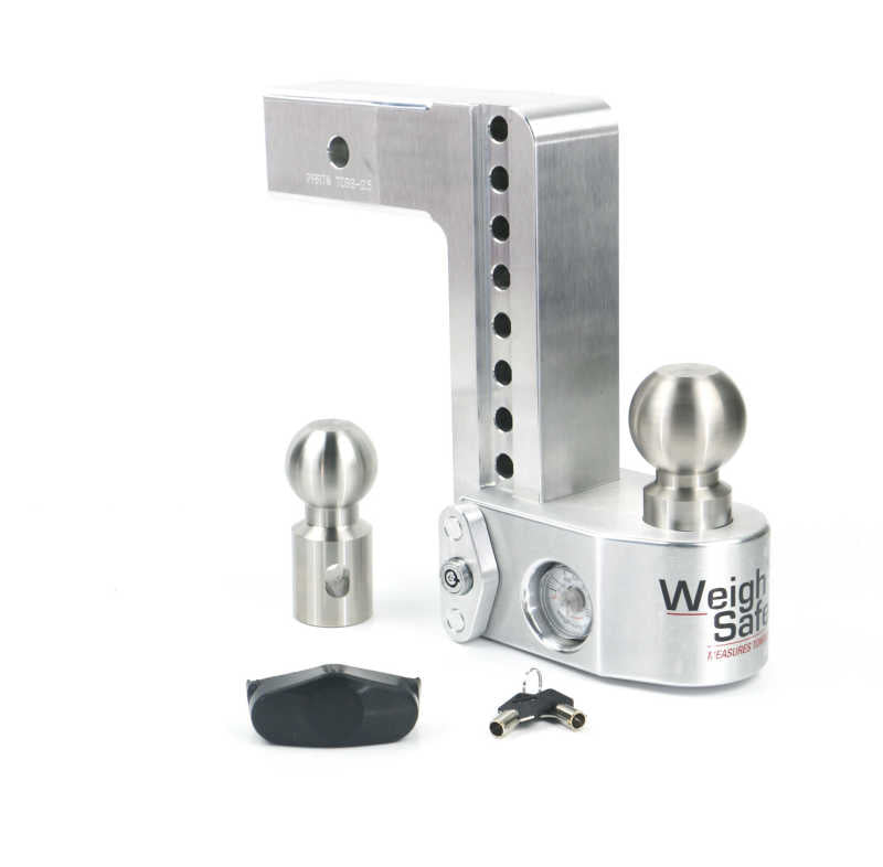 Weigh Safe 8in Drop Hitch w/Built-in Scale & 2.5in Shank (10K/18.5K GTWR) - Aluminum Weigh Safe Hitch Ball Mounts AXOPROS