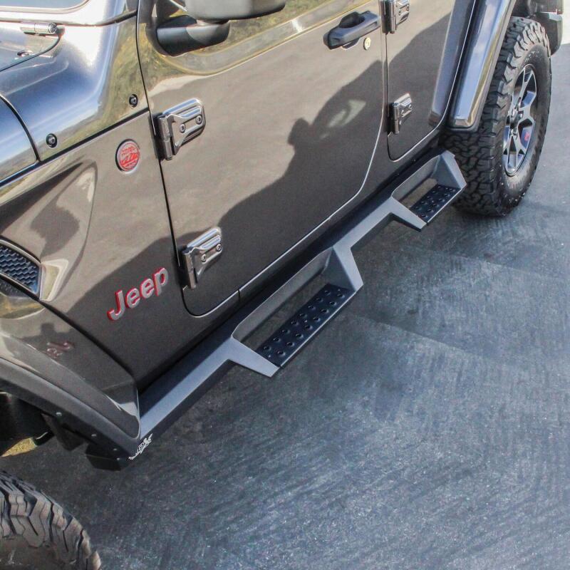 Westin 18-20 Jeep Wrangler JL Unlimited 4DR HDX Drop Nerf Step Bars - Textured Black Westin Nerf Bars AXOPROS