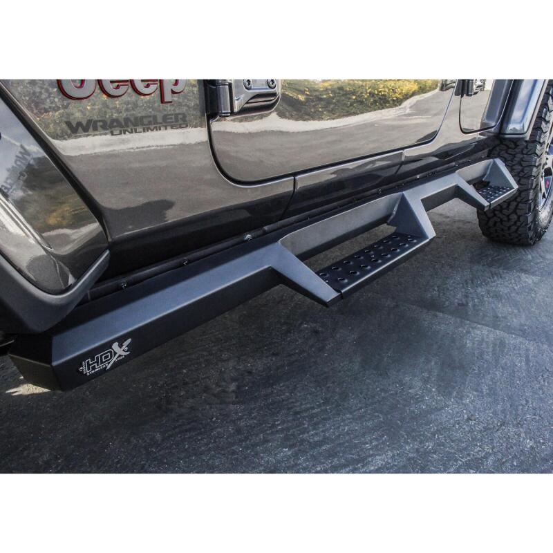 Westin 18-20 Jeep Wrangler JL Unlimited 4DR HDX Drop Nerf Step Bars - Textured Black Westin Nerf Bars AXOPROS