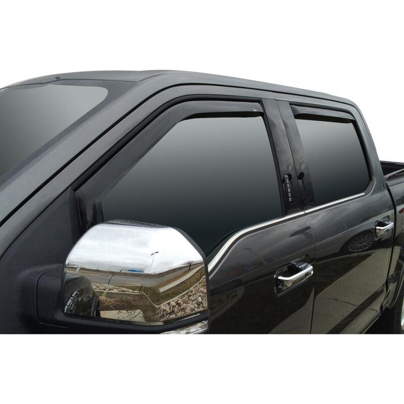 Westin 2015-2018 Ford F-150 SuperCrew Wade In-Channel Wind Deflector 4pc - Smoke Westin Wind Deflectors AXOPROS