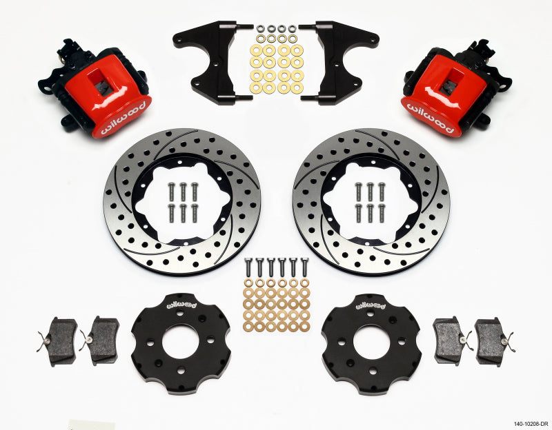 Wilwood Combination Parking Brake Rear Kit 11.00in Drilled Red Civic / Integra Drum 2.46 Hub Offset Wilwood Brake Calipers - Perf AXOPROS