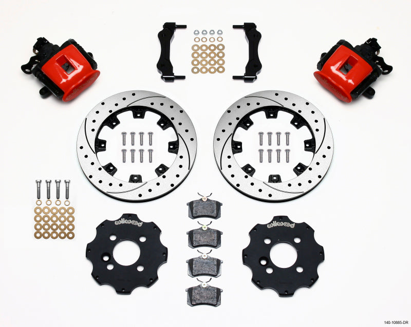 Wilwood Combination Parking Brake Rear Kit 11.75in Drilled Red Mini Cooper Wilwood Brake Calipers - Perf AXOPROS