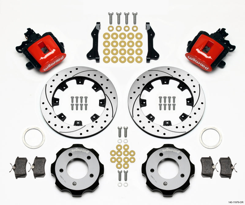 Wilwood Combination Parking Brake Rear Kit 12.19in Drilled Red 2006-Up Civic / CRZ Wilwood Brake Calipers - Perf AXOPROS