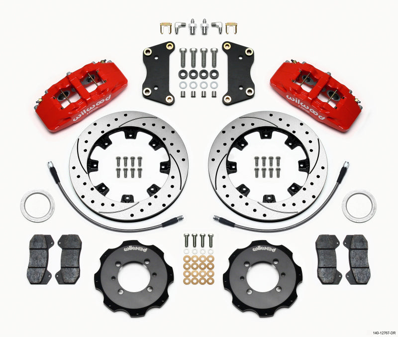 Wilwood Dynapro 6 Front Hat Kit 12.19in Drilled Red 2012 Fiat 500 w/ Lines Wilwood Big Brake Kits AXOPROS