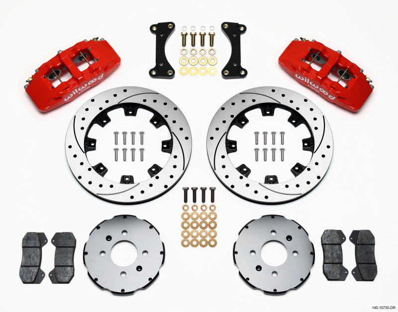 Wilwood Dynapro 6 Front Hat Kit 12.19in Drilled Red 94-01 Honda/Acura w/262mm Disc Wilwood Big Brake Kits AXOPROS