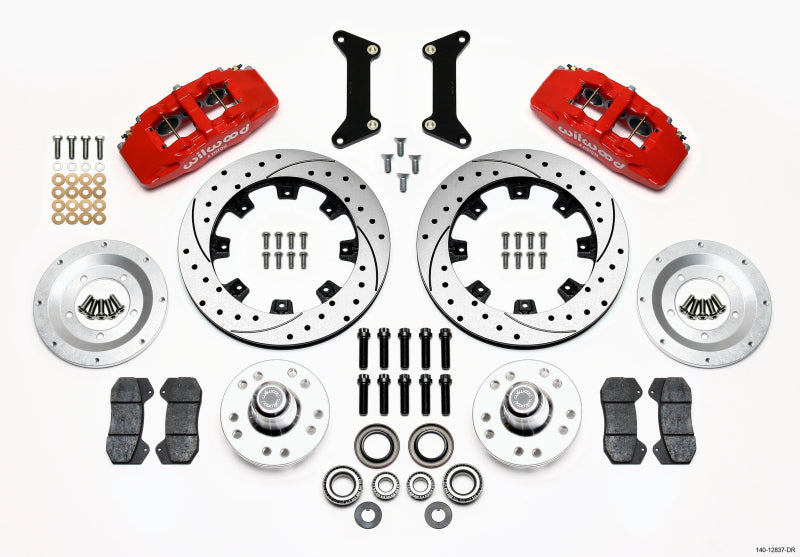 Wilwood Dynapro 6 Front Hub Kit 12.19in Drilled Red 79-87 GM G Body Wilwood Big Brake Kits AXOPROS