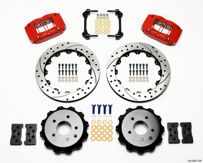 Wilwood Dynapro Radial Rear Kit 13.00in Drilled Red Nissan 350Z/Fiti G35 Wilwood Big Brake Kits AXOPROS