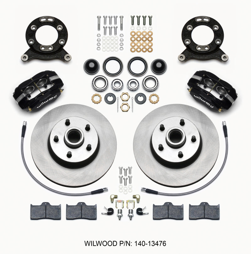 Wilwood Forged Dynalite-M Front Kit 11.30in 1 PC Rotor&Hub 1965-1969 Mustang Disc & Drum Spindle Wilwood Big Brake Kits AXOPROS
