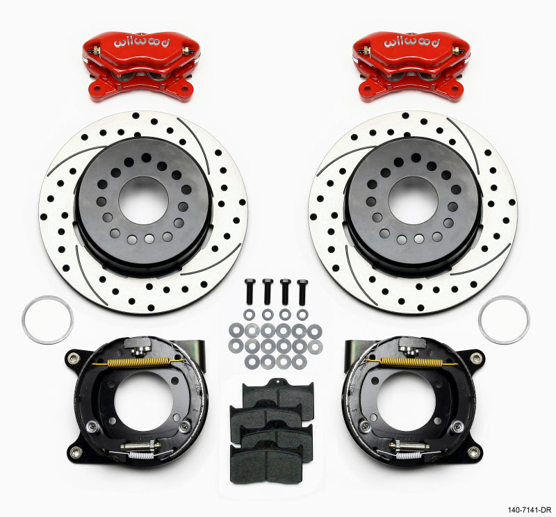 Wilwood Forged Dynalite P/S P-B Kit Drilled-Red Chevy 12 Bolt w/ C-Clips Wilwood Big Brake Kits AXOPROS