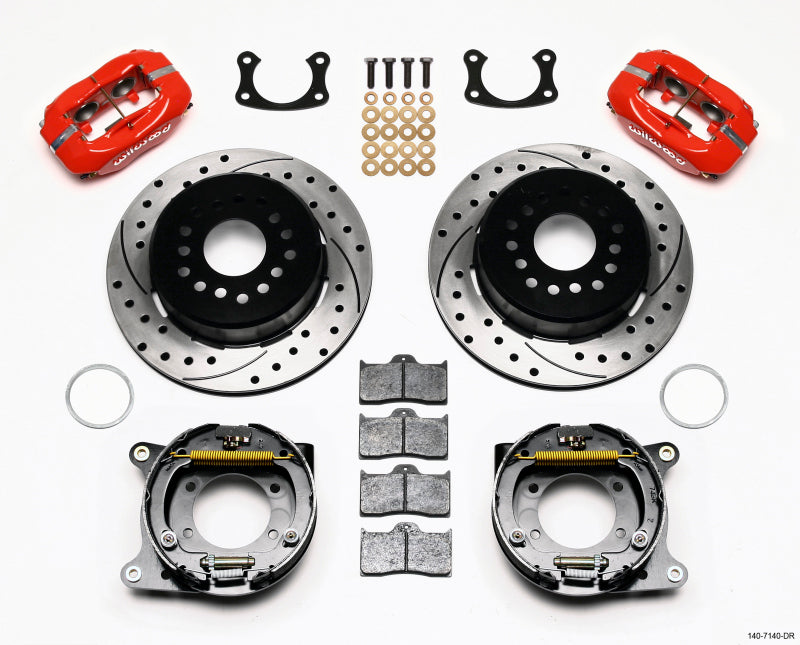 Wilwood Forged Dynalite P/S P-B Kit Drilled-Red New Big Ford 2.50in Offset Wilwood Big Brake Kits AXOPROS