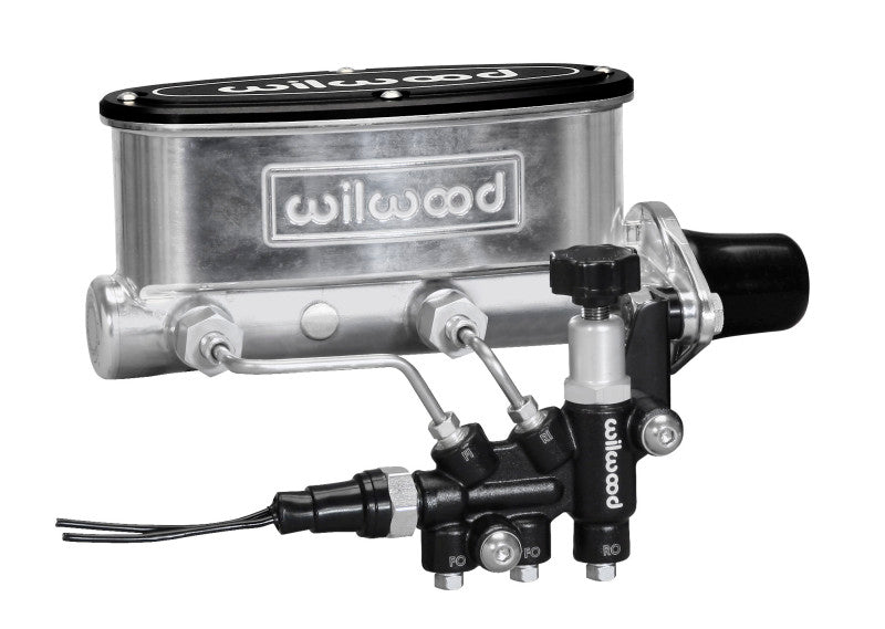 Wilwood HV Tandem M/C Kit w L/H Bracket & Prop Valve - 1in Bore Ball Burnished Wilwood Brake Master Cylinder AXOPROS