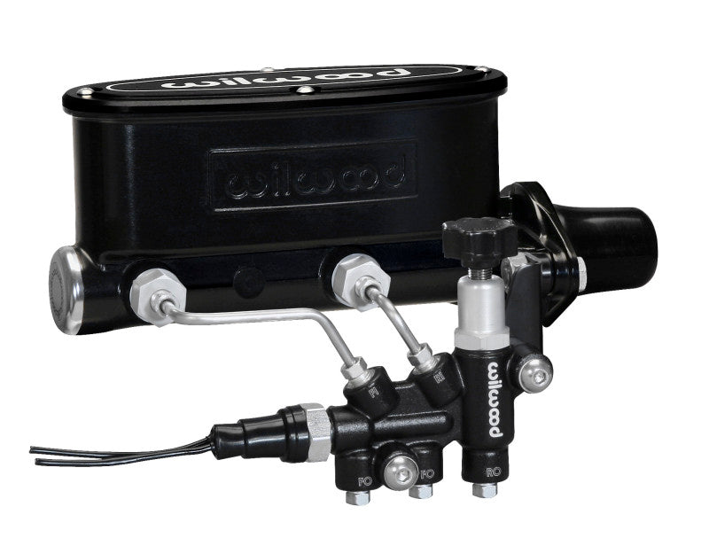 Wilwood HV Tandem M/C Kit w L/H Bracket & Prop Valve - 1in Bore Black Wilwood Brake Master Cylinder AXOPROS