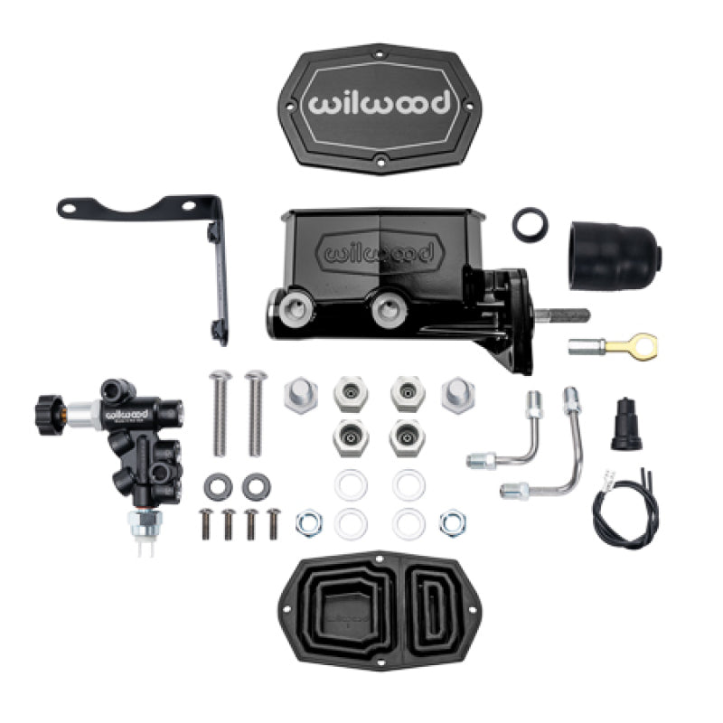 Wilwood Mopar Compact Tandem Master Cylinder Kit w/ Combination Valve & Pushrod 15/16in Bore - Black Wilwood Brake Master Cylinder AXOPROS