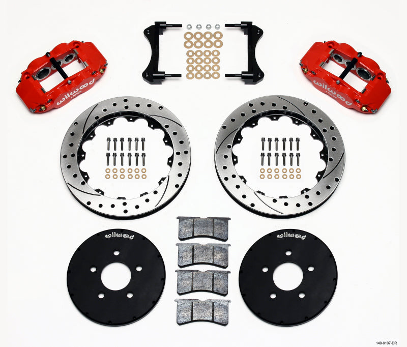 Wilwood Narrow Superlite 6R Front Hat Kit 12.88in Drill Red 1994-2004 Mustang Wilwood Big Brake Kits AXOPROS
