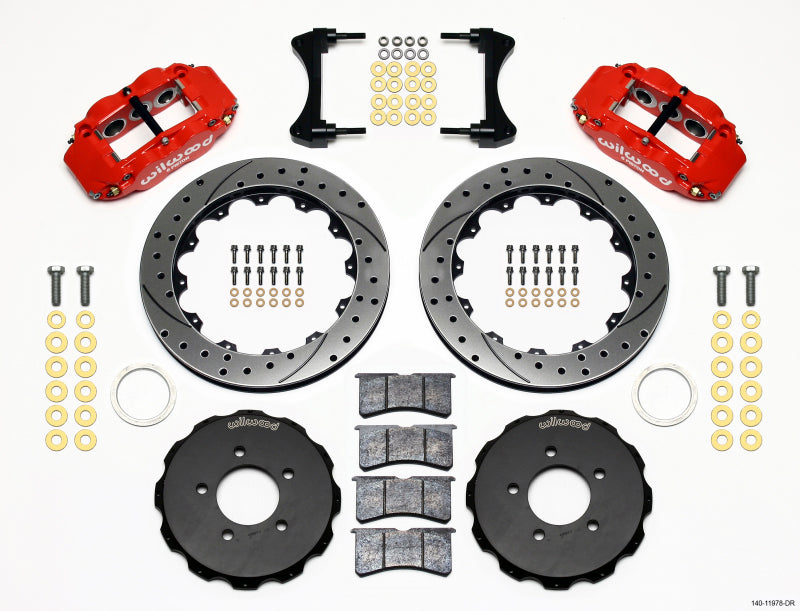Wilwood Narrow Superlite 6R Front Hat Kit 12.88in Drill Red 2006-Up Civic / CRZ Wilwood Big Brake Kits AXOPROS