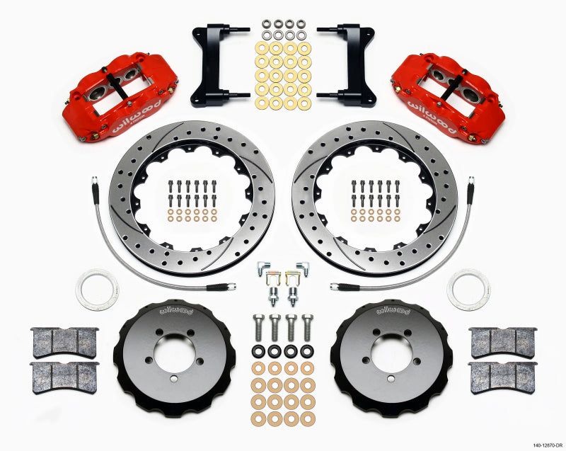 Wilwood Narrow Superlite 6R Front Hat Kit 12.88in Drill Red 2012-Up Toyota / Scion FRS w/ Lines Wilwood Big Brake Kits AXOPROS