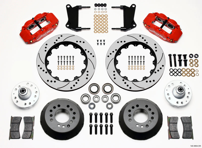 Wilwood Narrow Superlite 6R Front Hub Kit 14.00in Drill Red 67-69 Camaro 64-72 Nova Chevelle Wilwood Big Brake Kits AXOPROS