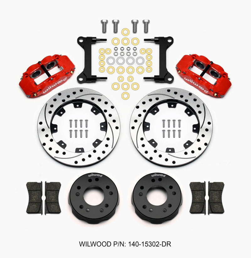 Wilwood Narrow Superlite 6R Front Kit 12.19in Drilled Red 63-87 C10 w/ Wilwood Pro Spindles Wilwood Big Brake Kits AXOPROS