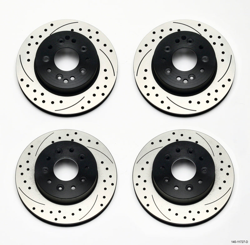 Wilwood Rotor Kit Front/Rear-Drilled 65-82 Corvette C2/C3 (1Pc Rotors) Wilwood Brake Rotors - 2 Piece AXOPROS