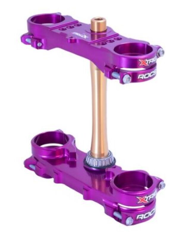 XTrig 2024 Yamaha YZ250F/ 23+ YZ450F ROCS Tech Triple Clamp 22 mm. Offset M12 - Purple XTrig Clamps AXOPROS