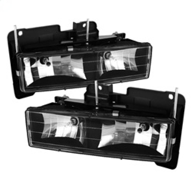 Xtune Chevy Suburban 88-98 Crystal Headlights Black HD-JH-CCK88-BK SPYDER Headlights AXOPROS