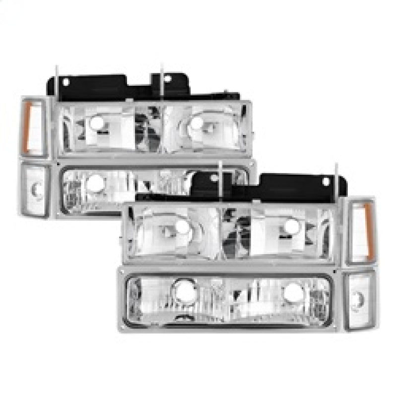 Xtune Chevy Suburban 94-98 Headlights w/ Corner & Parking Lights 8pcs Chrome HD-JH-CCK88-AM-C-SET SPYDER Headlights AXOPROS