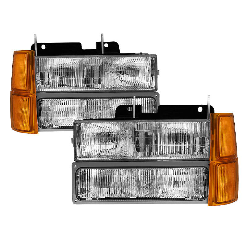 Xtune Chevy Suburban 94-98 Headlights w/ Corner & Parking Lights 8pcs - OEM HD-JH-CCK94-OE-C-SET SPYDER Headlights AXOPROS