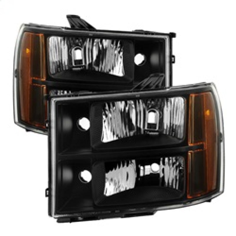 Xtune GMC Sierra 07-13 Crystal Headlights Black HD-JH-GSIE07-AM-BK SPYDER Headlights AXOPROS