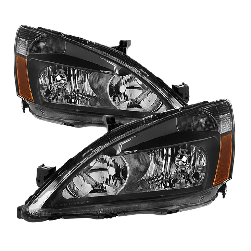 Xtune Honda Accord 03-07 Amber Crystal Headlights Black HD-JH-HA03-AM-BK SPYDER Headlights AXOPROS