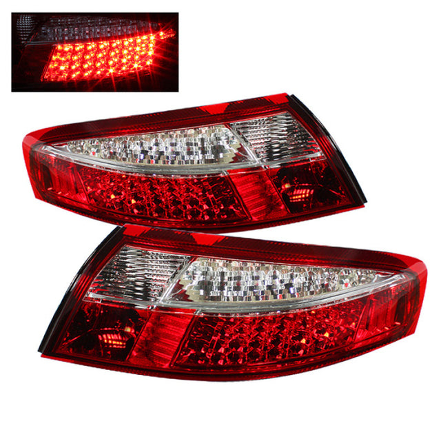 Xtune Porsche 911 996 ( Non 4S. Turbo. GT3 ) 99-04 LED Tail Lights Red Clear ALT-ON-P99699-LED-RC SPYDER Tail Lights  AXOPROS