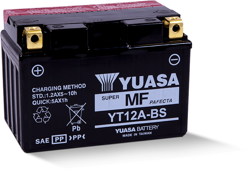 Yuasa YT12A-BS Maintenance Free AGM 12-Volt Battery w/Bottle Yuasa Battery Batteries AXOPROS