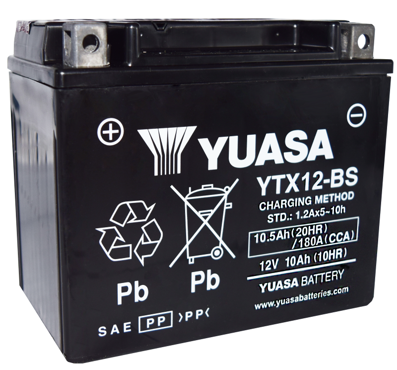 Yuasa YTX12-BS Maintenance Free AGM 12-Volt Battery w/Bottle Yuasa Battery Batteries AXOPROS