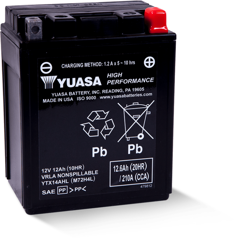 Yuasa YTX14AHL Maintenance Free AGM 12-Volt Battery Yuasa Battery Batteries AXOPROS