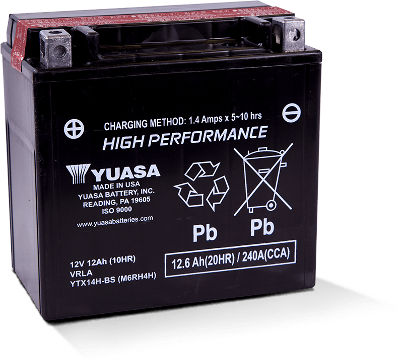 Yuasa YTX14H-BS High Performance AGM 12-Volt Battery w/Bottle Yuasa Battery Batteries AXOPROS