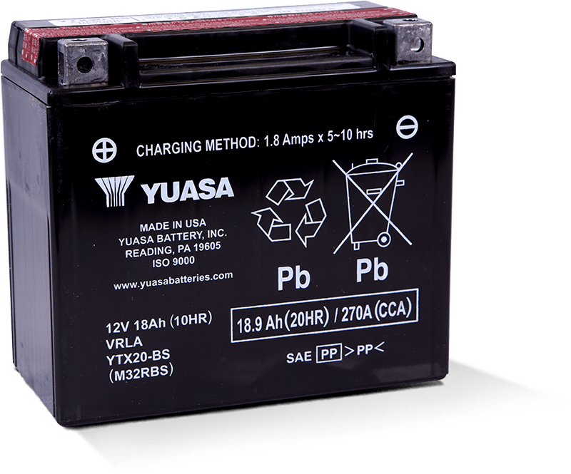 Yuasa YTX20-BS Maintenance Free AGM 12-Volt Battery w/Bottle Yuasa Battery Batteries AXOPROS