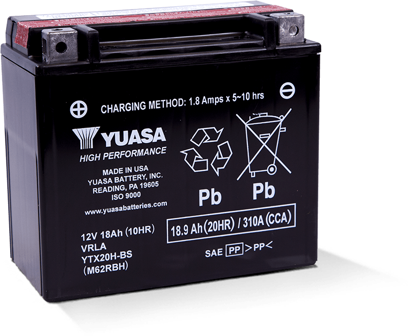 Yuasa YTX20H-BS High Performance AGM 12-Volt Battery w/Bottle Yuasa Battery Batteries AXOPROS